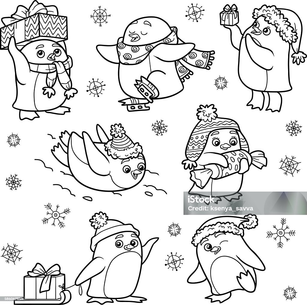 Set of animals, vector family of penguins Set of cute animals, vector family of penguins Activity stock vector