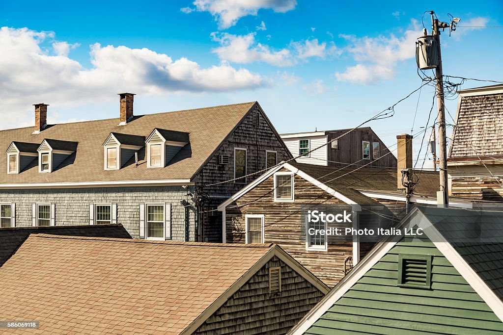 Row of buildings on a block Row of buildings on a block in Kennebunkport, Maine Usa Maine Stock Photo