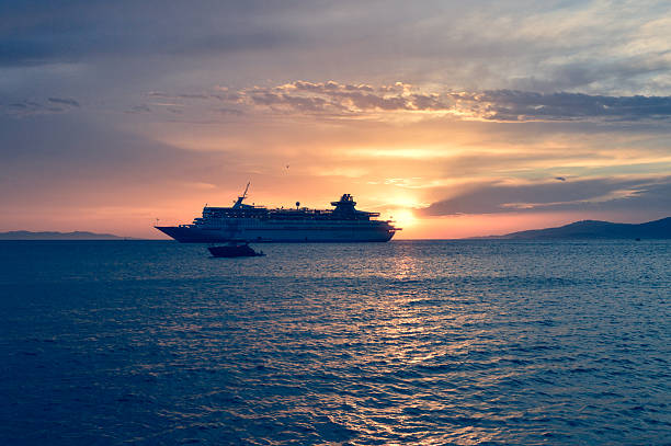 Sunset seen from South Plaza Island, Galapagos National Park, Ecuador.