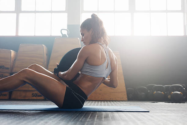 istock Fitness woman working out on core muscles 586070944