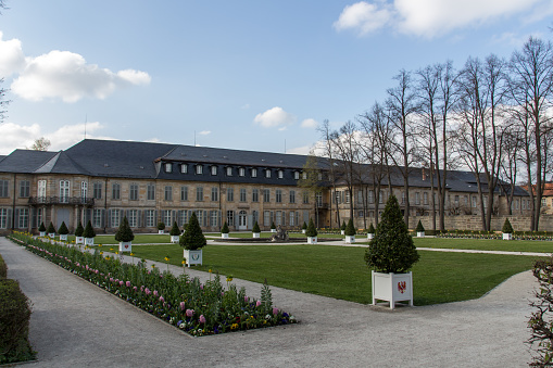Bayreuth, Germany - April 22, 2015: The New Palace with the court garden in Bayreuth, former residence of the Margraves