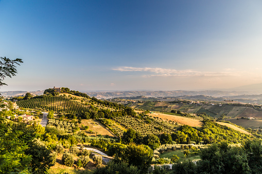 The sun goes down on the italian countryside