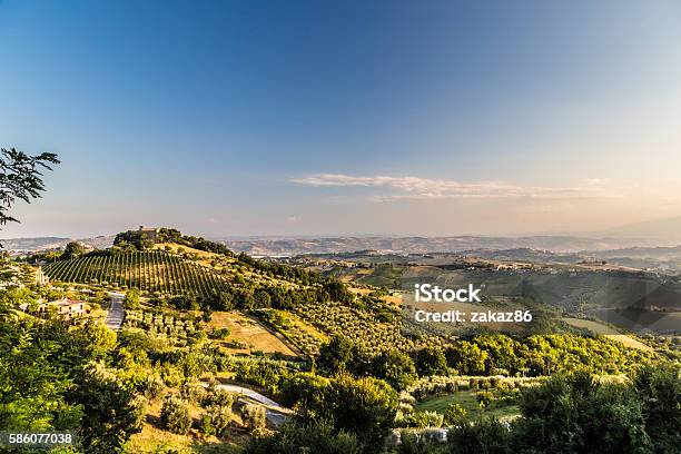 Sunset In The Italian Countryside Stock Photo - Download Image Now - Marche - Italy, Italy, Agricultural Field
