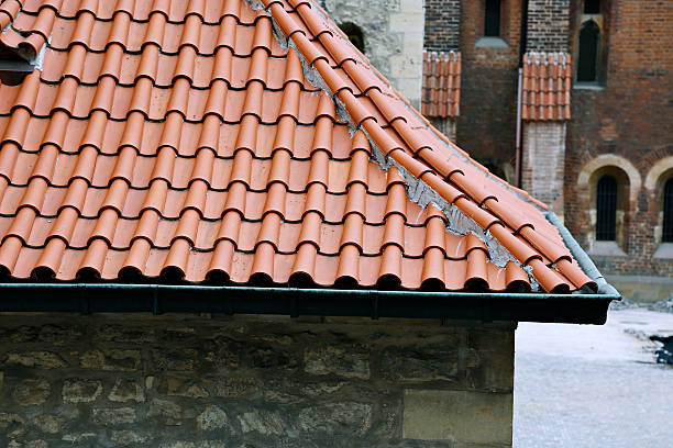 istock Traditional red-tiled roofs in Prague 586079036