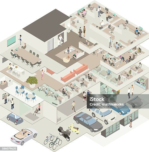 Office Building Cutaway Illustration Stock Illustration - Download Image Now - Isometric Projection, Office, Illustration