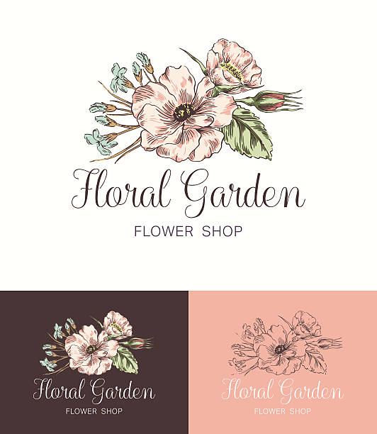 sklep z logo kwiatów - kwiaciarz stock illustrations