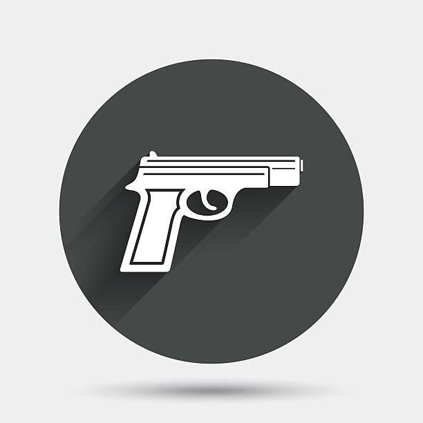 ilustrações, clipart, desenhos animados e ícones de arma de ícone. símbolo de armas de fogo. - currency crime gun conflict