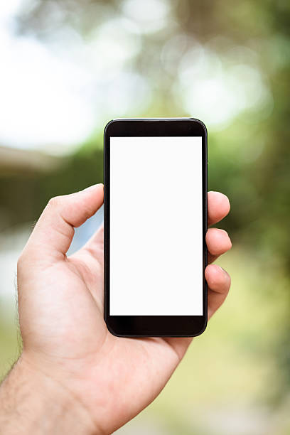 istock Hand holding Smartphones with Blank Screen 586084874