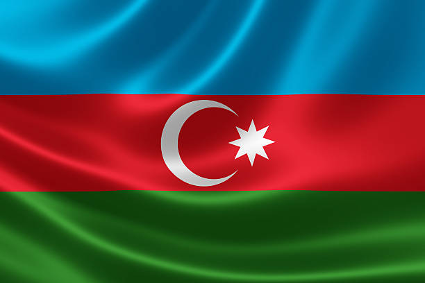 flagge der republik aserbaidschan - aserbaidschan stock-fotos und bilder