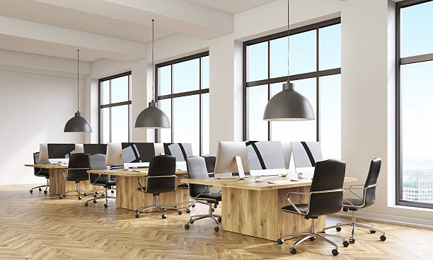 istock Side view of coworking office 586085896
