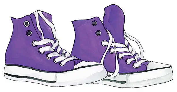 Vector illustration of Watercolor violet purple sneakers pair shoes isolated vector