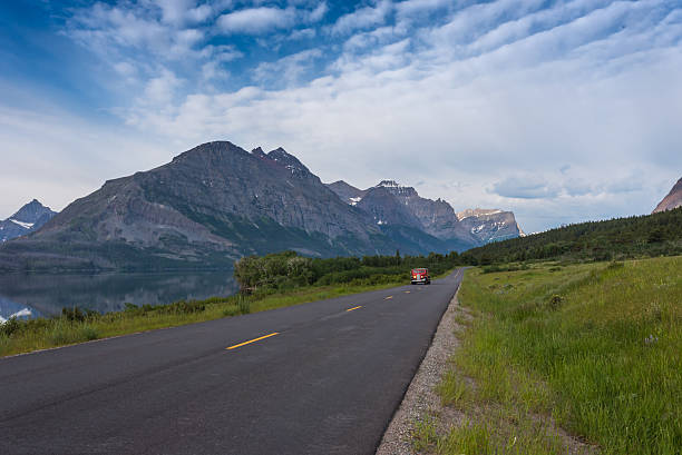 istock Red Eagle Mountain Looms Over St. Mary Lake 586088202