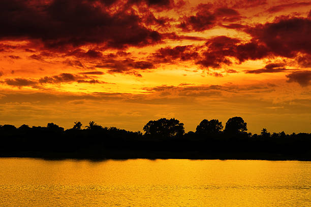 istock Sunset on river in the summer , Evening sky , Landscape 586089444