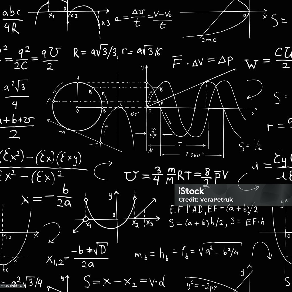 Hard Math Background Withfunction Seamless Background With Math Formulas And Graphics On Black Stock ...