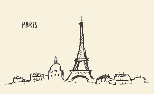 Sketch of the Eiffel Tower Paris, vector illustration