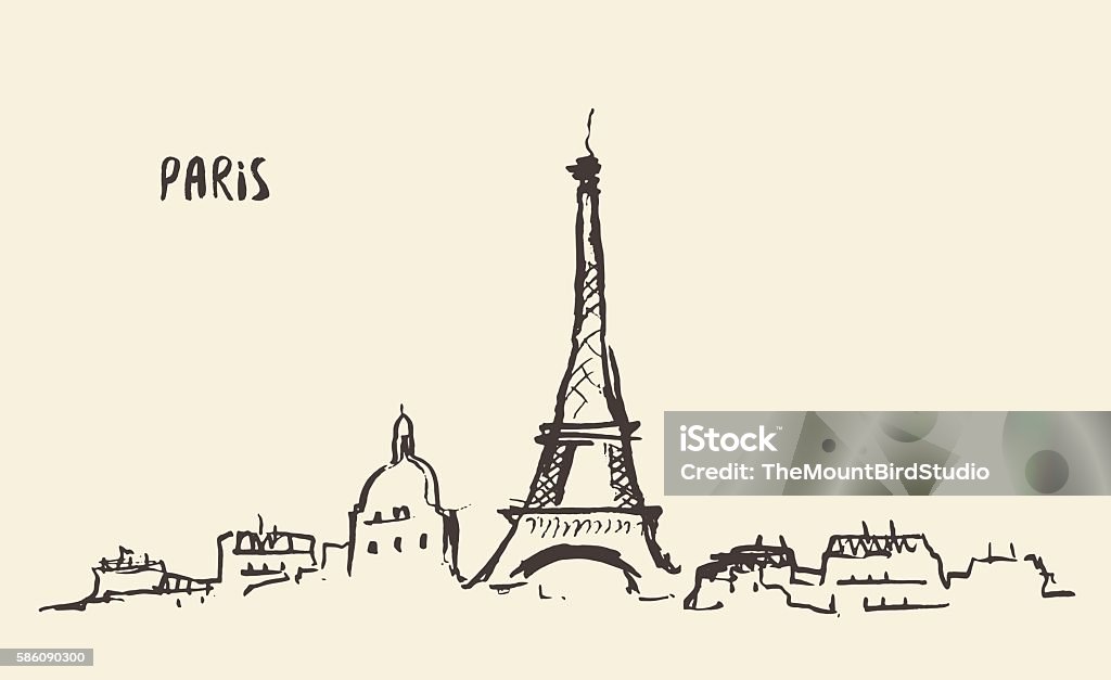 Sketch Eiffel Tower Paris, vector illustration. Sketch of the Eiffel Tower Paris, vector illustration France stock vector