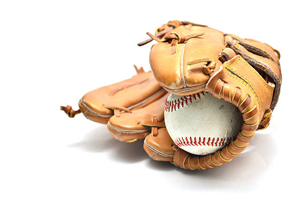 istock Baseball glove and ball isolated on white 586091134