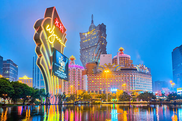 the buildings of casino in macau, china - macao bildbanksfoton och bilder