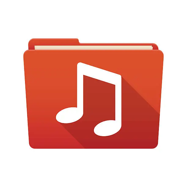 Vector illustration of Folder icon with a music note