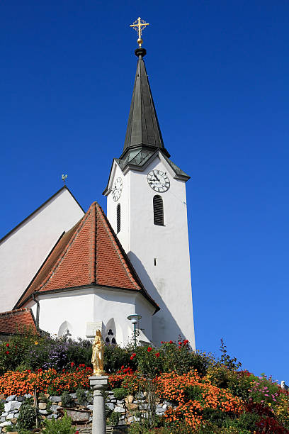 istock Church and flowers. 586166440