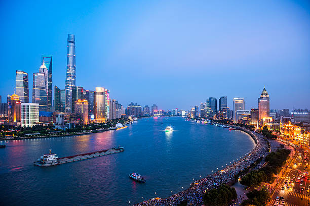 Skyline night view on Pudong New Area, Shanghai 