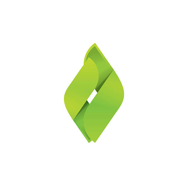 Abstract green leaves logo vector, eco concept logotype energy brand Abstract green leaves logotype vector template isolated on white background, concept of eco logotype in flame style, green energy brand sign, modern creative trendy design flaming o symbol stock illustrations