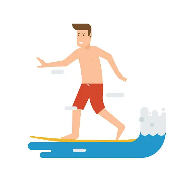 Vector illustration of Surfer Man Riding on Wave