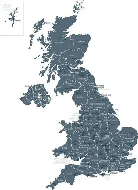 Vector illustration of United Kingdom Map