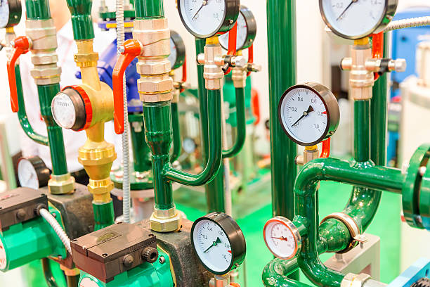 istock Heating unit on the factory 586175378