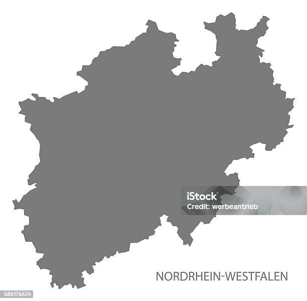 North Rhinewestphalia Germany Map Grey Stock Illustration - Download Image Now - North Rhine Westphalia, Map, Computer Graphic