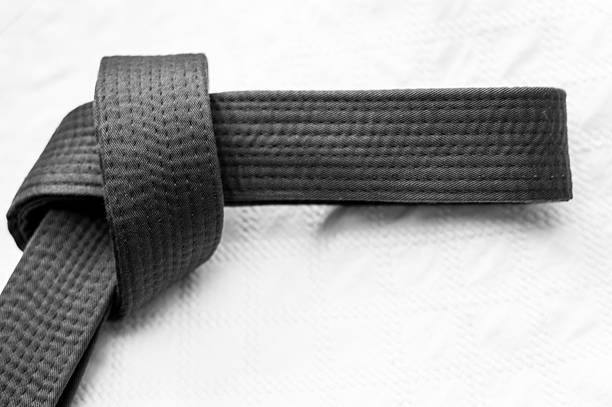 istock Judo belt on white kimono 586176666