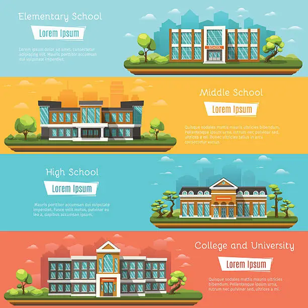 Vector illustration of School and University buildings