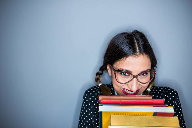 istock Shy nerd girl 586180308