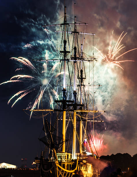 istock Firework in honor of the Navy. 586184340