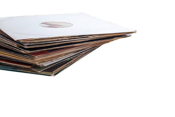 istock Vinyl record with copy space in front of a collection. 586187956