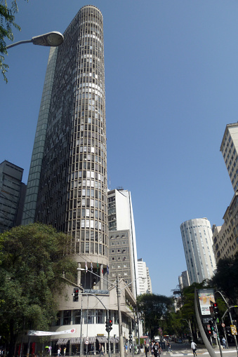 São Paulo, Brazil - July 30, 2016: View from the Ipiranga Avenue with the iconic building Italia Terrace, one of the tallest in São Paulo city and famous for its panoramic view from its terrace.
