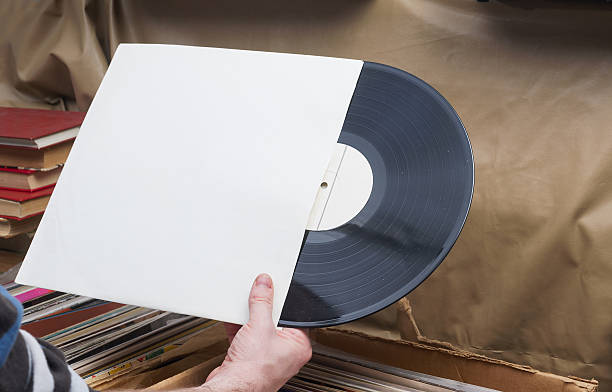 istock Vinyl record with copy space in front of a collection. 586188958