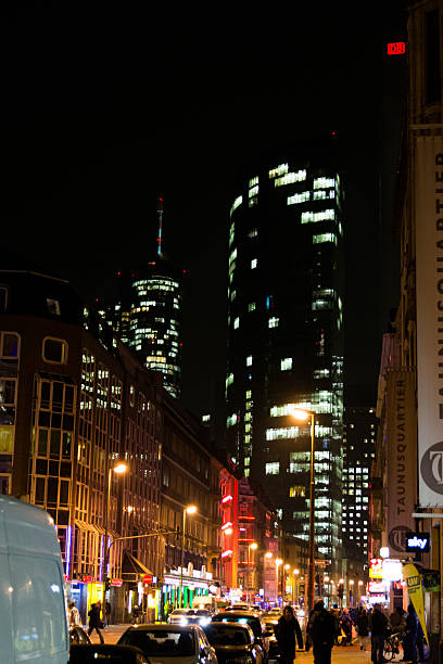 istock Fankfurt Street View Highrises Night Cityscape Architecture 586191430