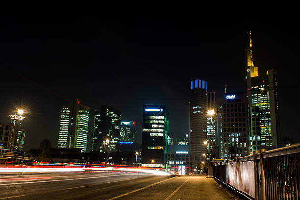 istock Frankfurt Skyline from Untermainbruecke Long Exposure Night 586191846