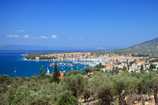 A panoramic photo of town Cres, Cres Island, Croatia.