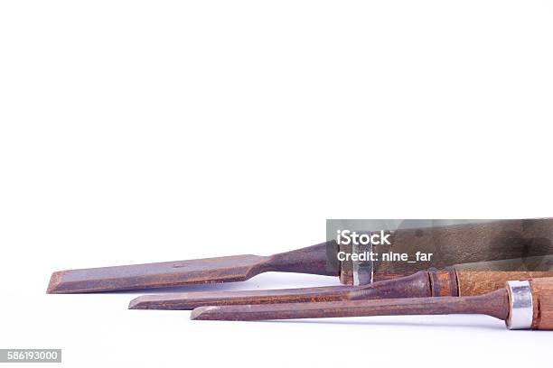 Old Used Flat Chisel Wood Carving Woodworking Tools Stock Photo - Download Image Now