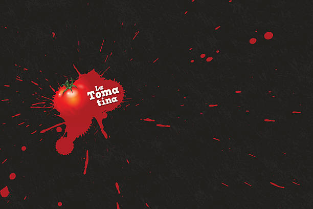 La Tomatina background [Splattering tomato] vector art illustration