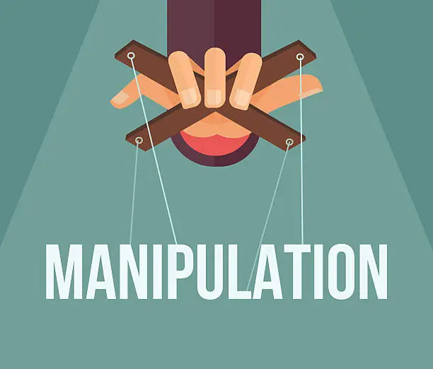 Vector illustration of Manipulation hand. Vector flat cartoon illustration