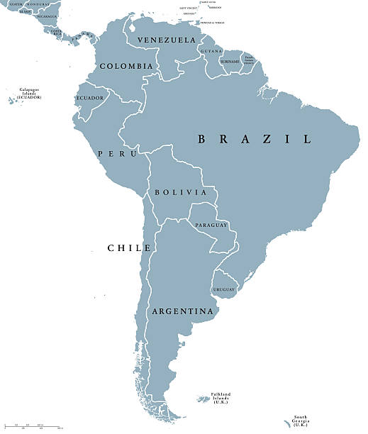 ilustrações de stock, clip art, desenhos animados e ícones de south america countries political map - argentina map chile cartography