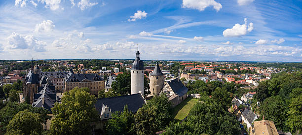 Aerial View Altenburg Thuringia old medieval town Aerial View Altenburg town, summer altenburg thuringia photos stock pictures, royalty-free photos & images