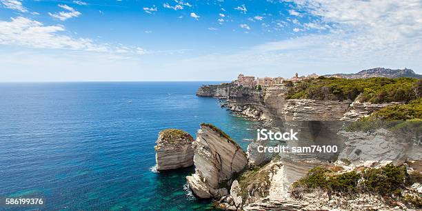 View Of Bonifacio Old Town In Corsica France Stock Photo - Download Image Now - Bonifacio, Corsica, France