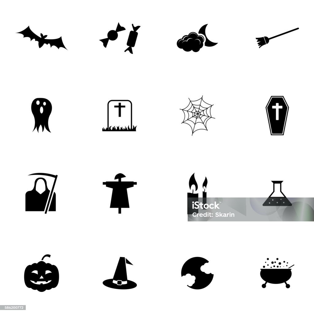 Vector black  halloween icons set Vector black  halloween icons set on white background Arranging stock vector