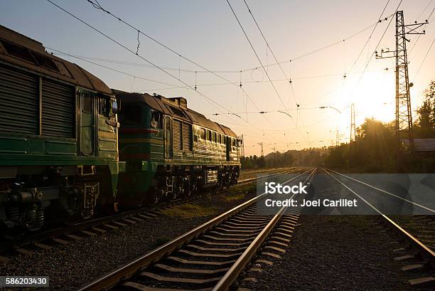 Train On Tracks At Sunset In Mariupol Ukraine Stock Photo - Download Image Now - Mariupol, Eastern Europe, Europe
