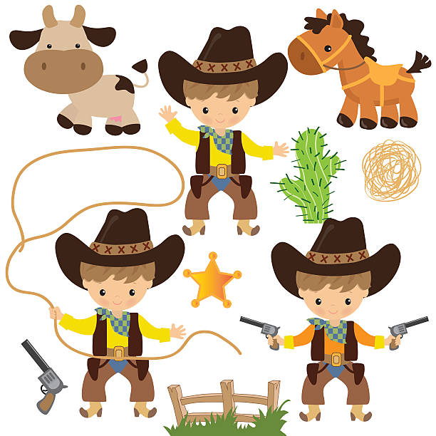 Cowboy Vector Illustration Stock Illustration - Download Image Now - Cowboy,  Child, Boys - iStock