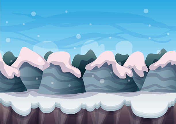 ilustrações de stock, clip art, desenhos animados e ícones de seamless cartoon vector snow landscape with separated layers - nature backgrounds video